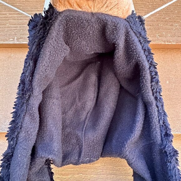 Kids Black Bear Hat With Attached Mittens Plush Fleece Animal Design Warm Winter - Picture 6 of 12